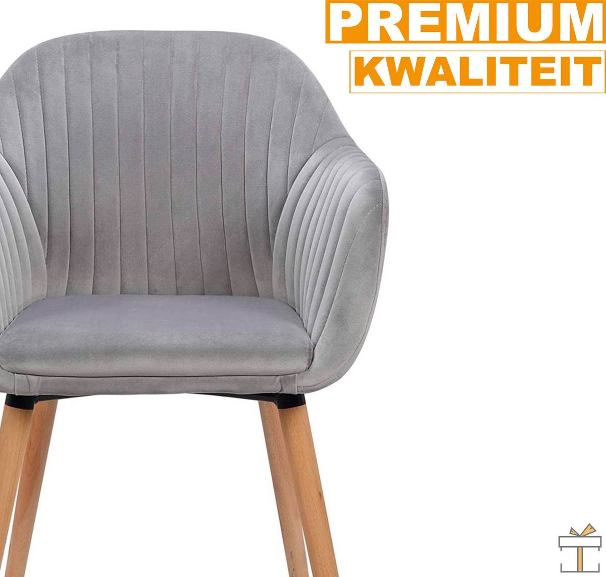 Eetkamerstoelen - Lichtgrijs - Deluxe - Set van 4 - Keukenstoelen - Fluweel