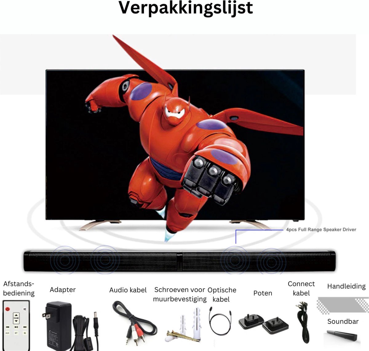 Happyment Soundbars TV - Soundbar Met Subwoofer - Soundbar - Soundbar PC - Zwart