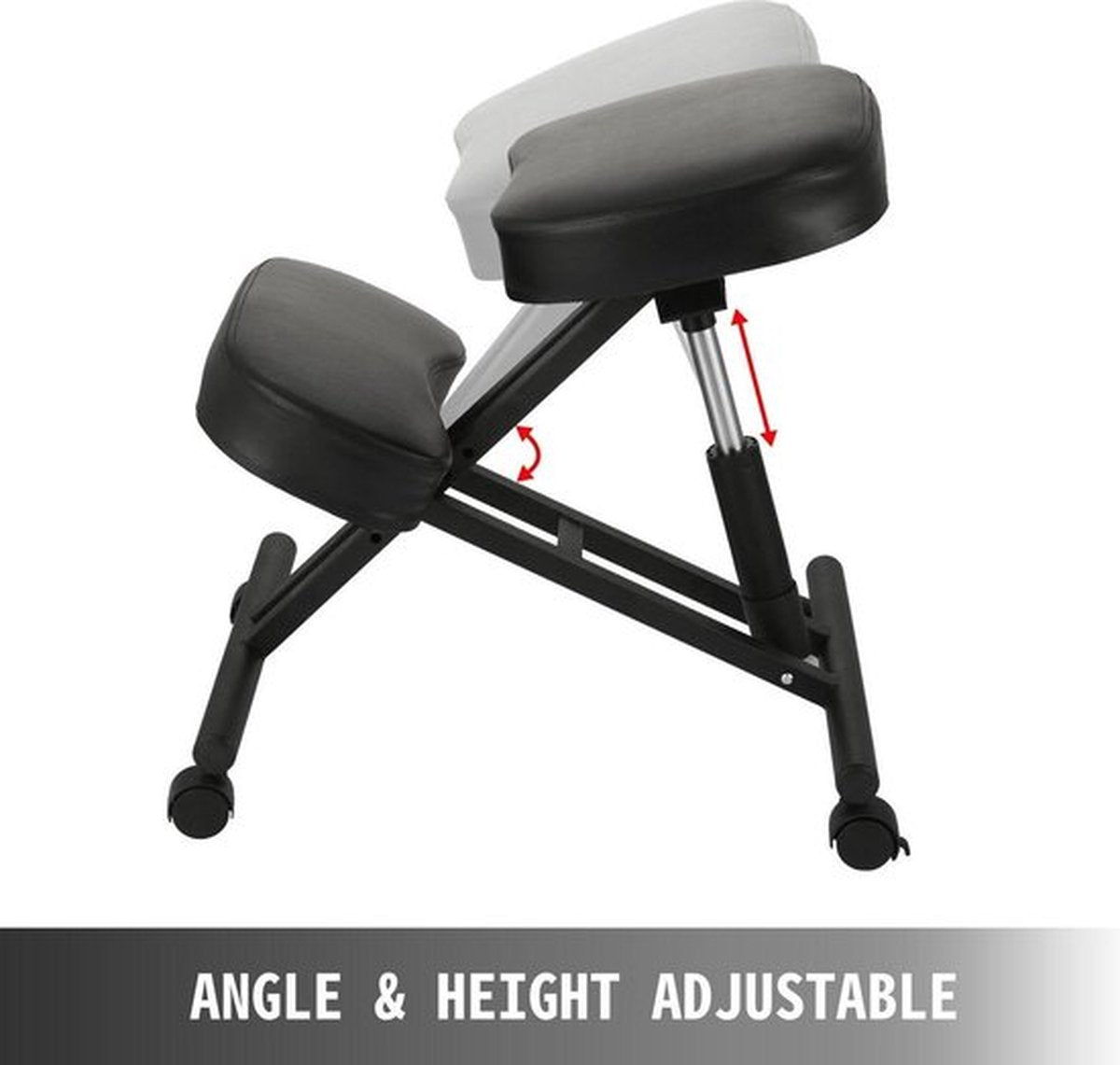 Happyment Ergonomische Knie Kruk Deluxe - Werkstoel - Kniestoel - Knielen Stoel - Werkkruk - Postuur Corrector - Ergonomische Bureaustoel - Bureaustoel - Pu Leren Zitting - Tot 120kg