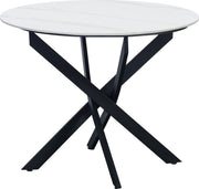 Happyment Eetkamertafel Balino - Marmerlook wit - Tuintafel rond - 4 personen - Eettafel - 100x100x76cm - Ook voor buiten