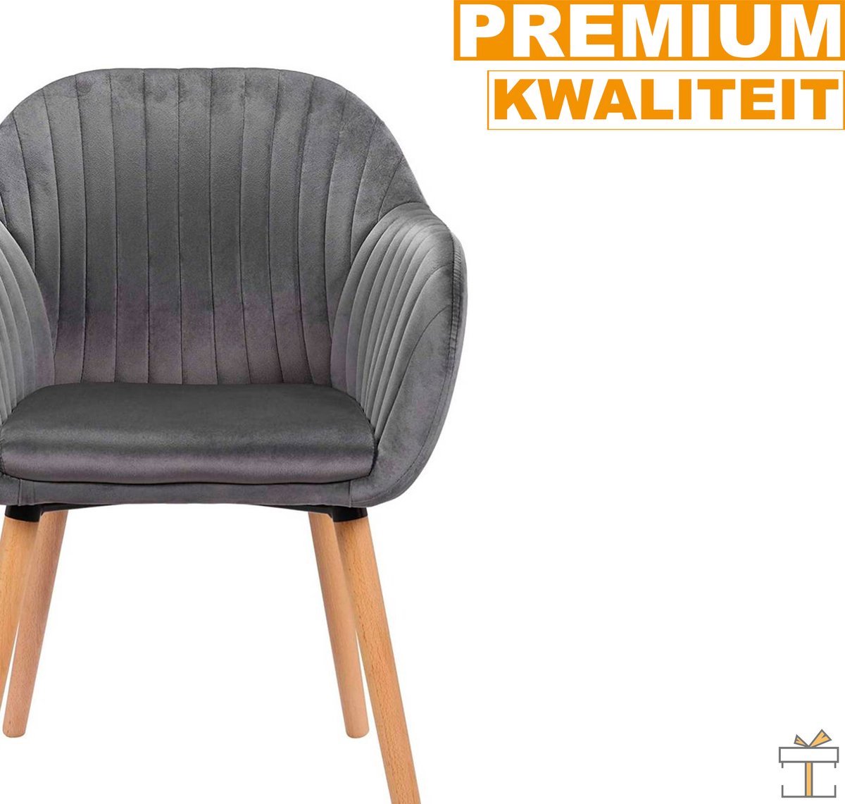 Eetkamerstoelen - Grijs - Velvet - Kuipstoelen - Set van 4 - Met rugleuning