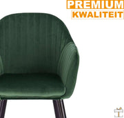 Happyment Eetkamerstoelen Groen Deluxe - Set van 4 - Woonkamerstoelen met rugleuning - Keukenstoelen - Fauteuil - Kuipstoel - Fluweel