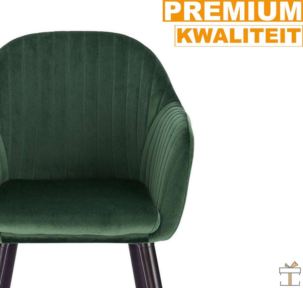 Happyment Eetkamerstoelen Groen Deluxe - Set van 4 - Woonkamerstoelen met rugleuning - Keukenstoelen - Fauteuil - Kuipstoel - Fluweel