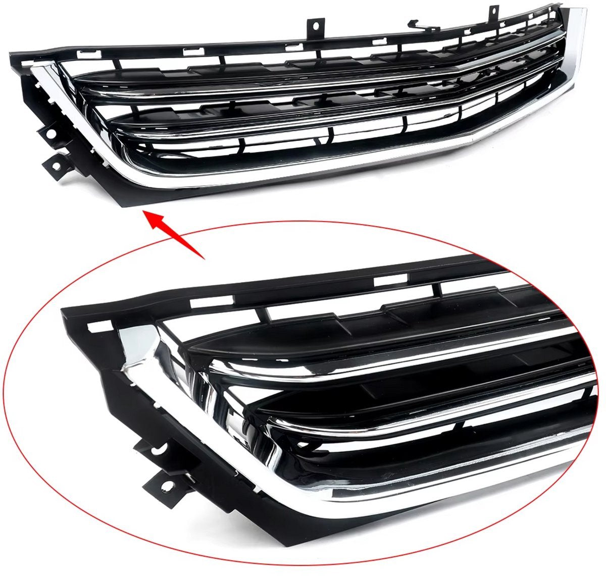 Voorbumper Grille Zolux - Bovenste & Onderste Roosters - Voor Chevrolet Impala (2014-2020) - Chroom + Zwart