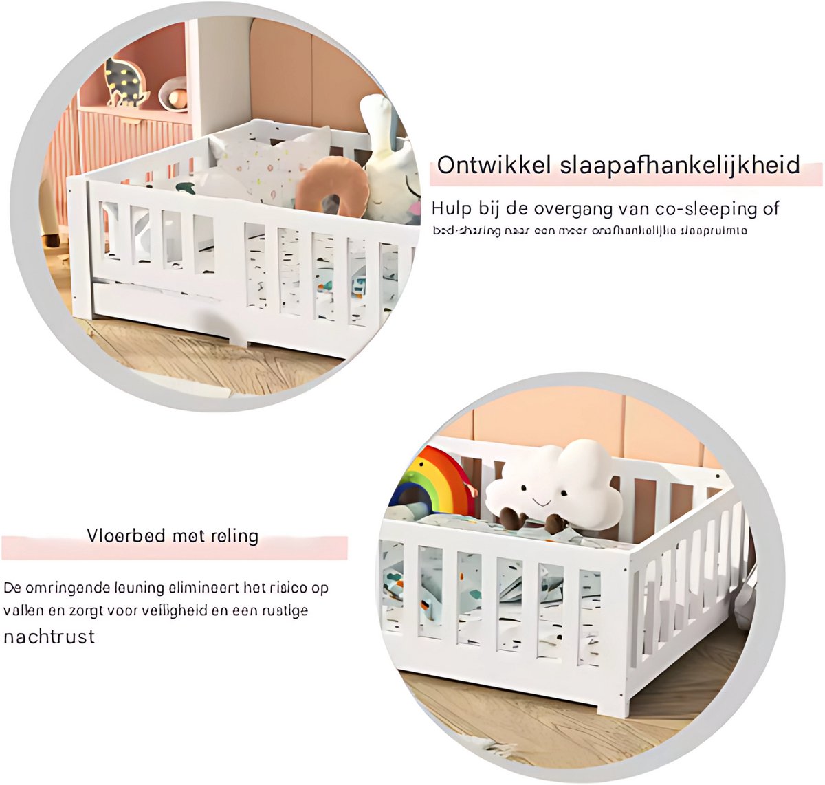 Kinderbed 90 x 200 cm - Voor Kinderen - Huisbed jongens en meisjes - Peuterbed - Met lattenbodem en valbeveiliging - Zonder matras