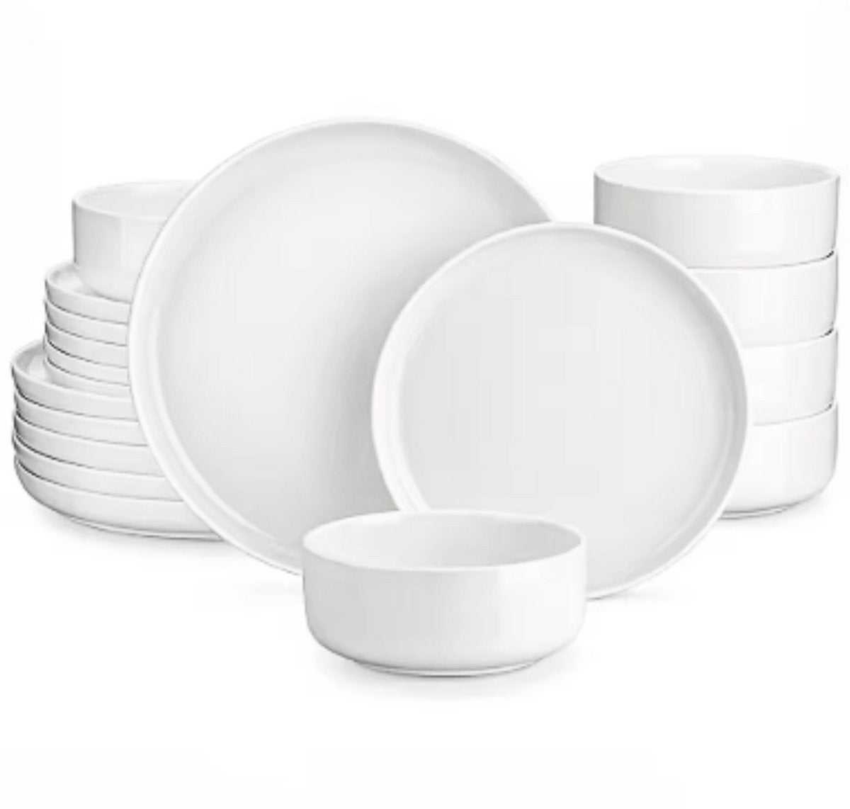 Lavish Bordenset – 18 delig- 6 persoons – Wit Keramisch – Dinerborden – Ontbijtborden