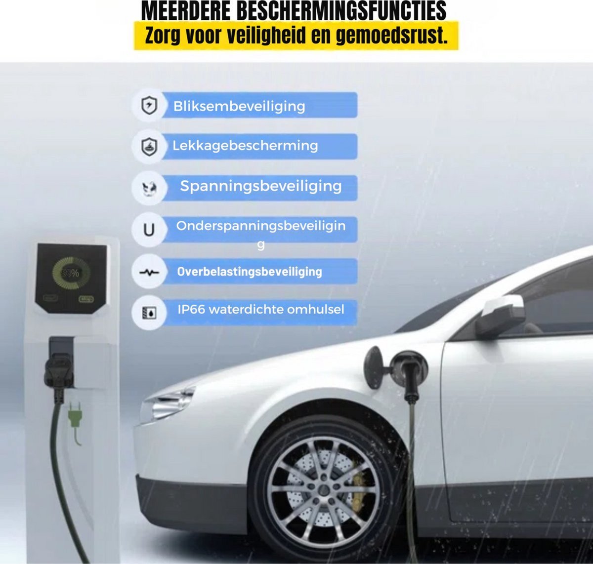 Mobiele Auto laadkabel PRO - Thuislader - Type2 - 6m Kabel - 10A-lader met CEE 32-stekker - 2,3kW - Voor Elektrisch Voertuig (16A/20A/24A/32A)