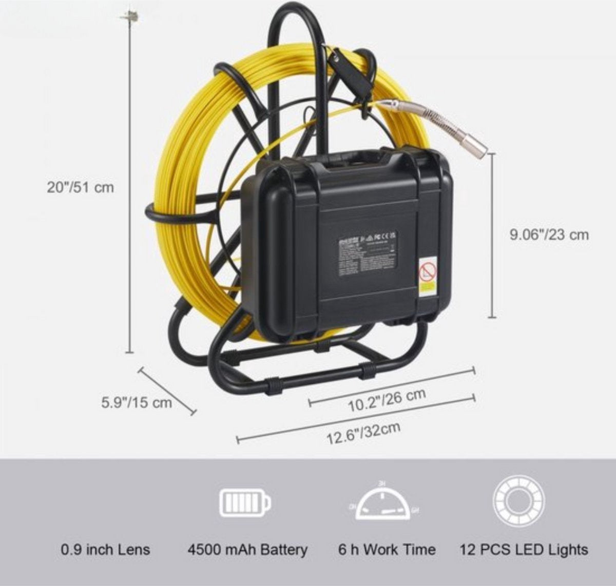 Endoscoop inspectie camera PRO - Rioolcamera - 9 inch scherm - Inspectiecamera - 70m Lokalisatie - 6 uur batterijduur - Apparaat voor ondergrondse leidingen