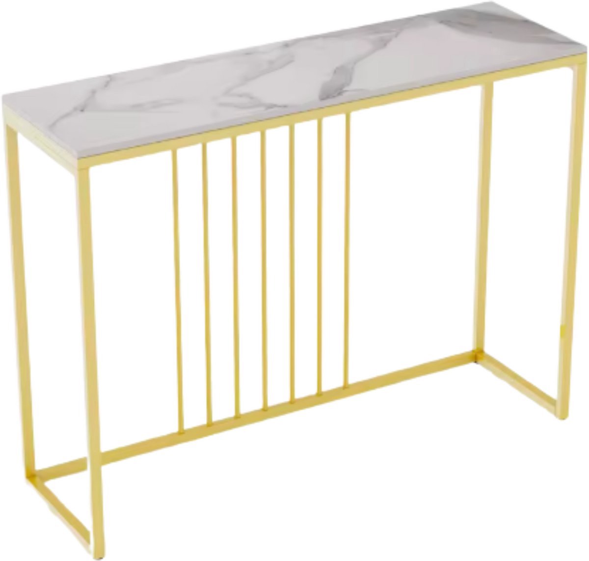 Consoletafel Luxora - Elegante consoletafel - Wandtafel met lades - Wit Marmerlook met goud - Haltafel - Sidetable - 100cm