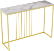 Consoletafel Luxora - Elegante consoletafel - Wandtafel met lades - Wit Marmerlook met goud - Haltafel - Sidetable - 100cm