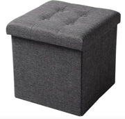 Poef Zazu - Donkergrijs - Met Opbergruimte - Zitkist - Hocker - 50x35x45cm