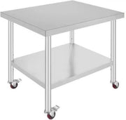 Keuken Werktafel - Commercieel - RVS - Verrijdbaar - Zilver - 95x61cm