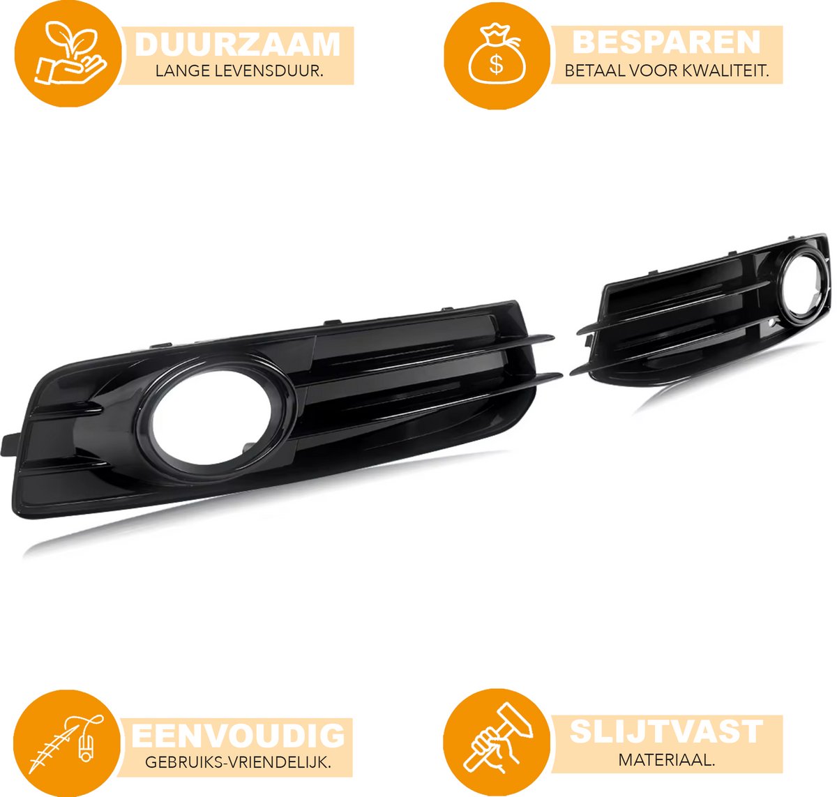 Voorbumper - Voor Audi A3 8P S-Line 2009-2012 - Auto accessoires - Mistlichtgrille - Honingraat grille - Gloss Zwart