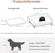 Hondenbank Jerino - Hondensofa op poten - Hondenzetel - Afneembaar kussen - 100cm