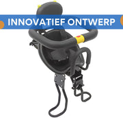 Fiets kinderzitje - Kinderzitje - Fietszitje - tot 35 kg - Voor Kinderveilig Fietsen - Ergonomisch Ontwerp met Verstelbare Pedalen, Veiligheidsgordel & Sponsvangrail - Zwart