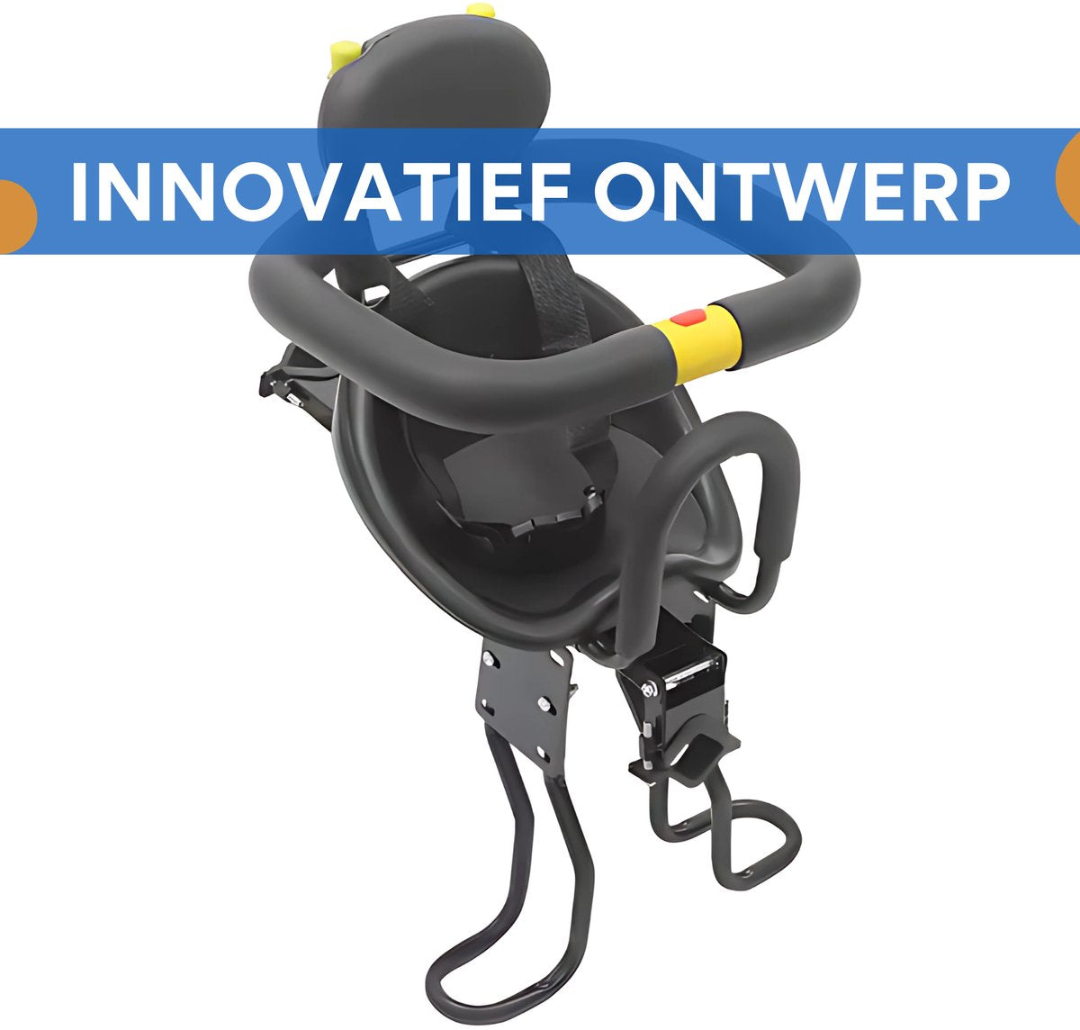 Fiets kinderzitje - Kinderzitje - Fietszitje - tot 35 kg - Voor Kinderveilig Fietsen - Ergonomisch Ontwerp met Verstelbare Pedalen, Veiligheidsgordel & Sponsvangrail - Zwart