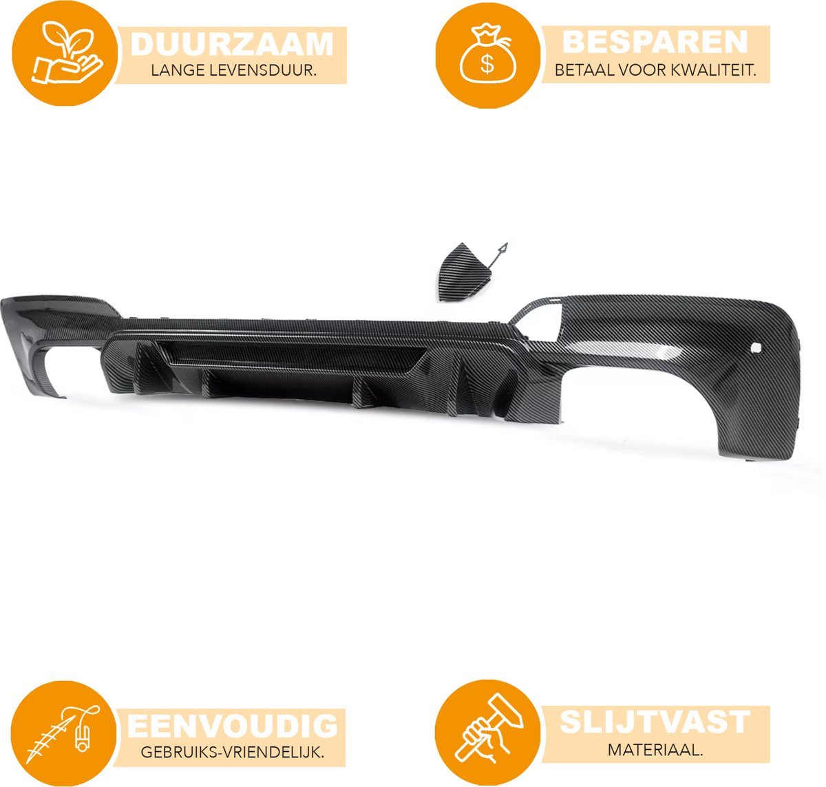 Diffuser Ravon - Achterbumper - Voor BMW X3 G01 M40i (2018-2021) - Prestaties ABS - Carbon Look - Achterlip - Auto accessoires