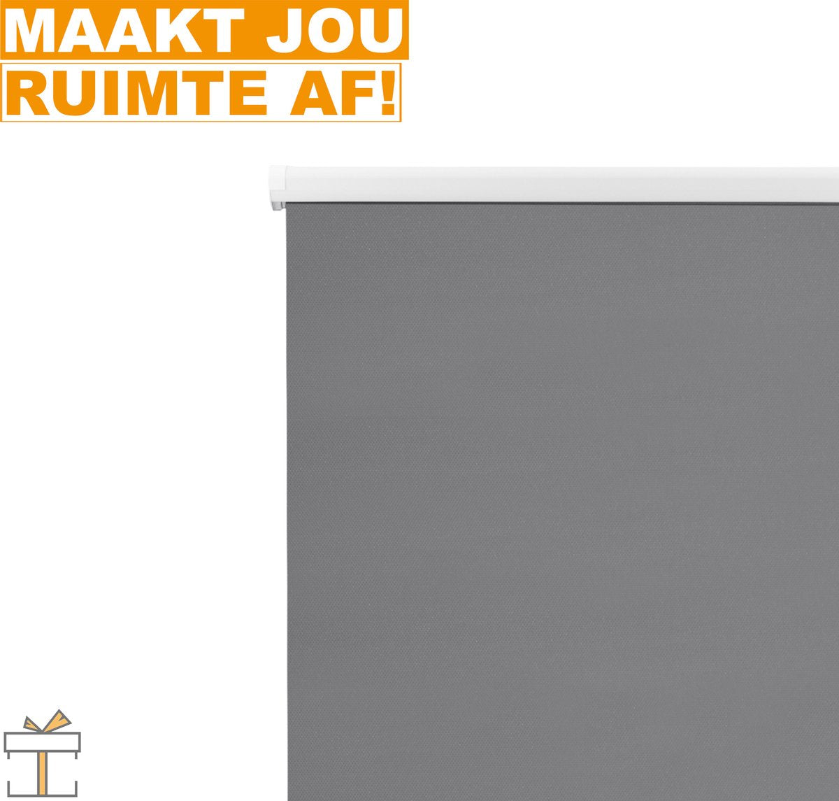 Happyment Rolgordijn met crank - Donkergrijs - 100x240cm - Rolgordijnen verduisterend - Luxaflex - Waterafstotend - Isolerend - Zonder of met boren - Voor balkon