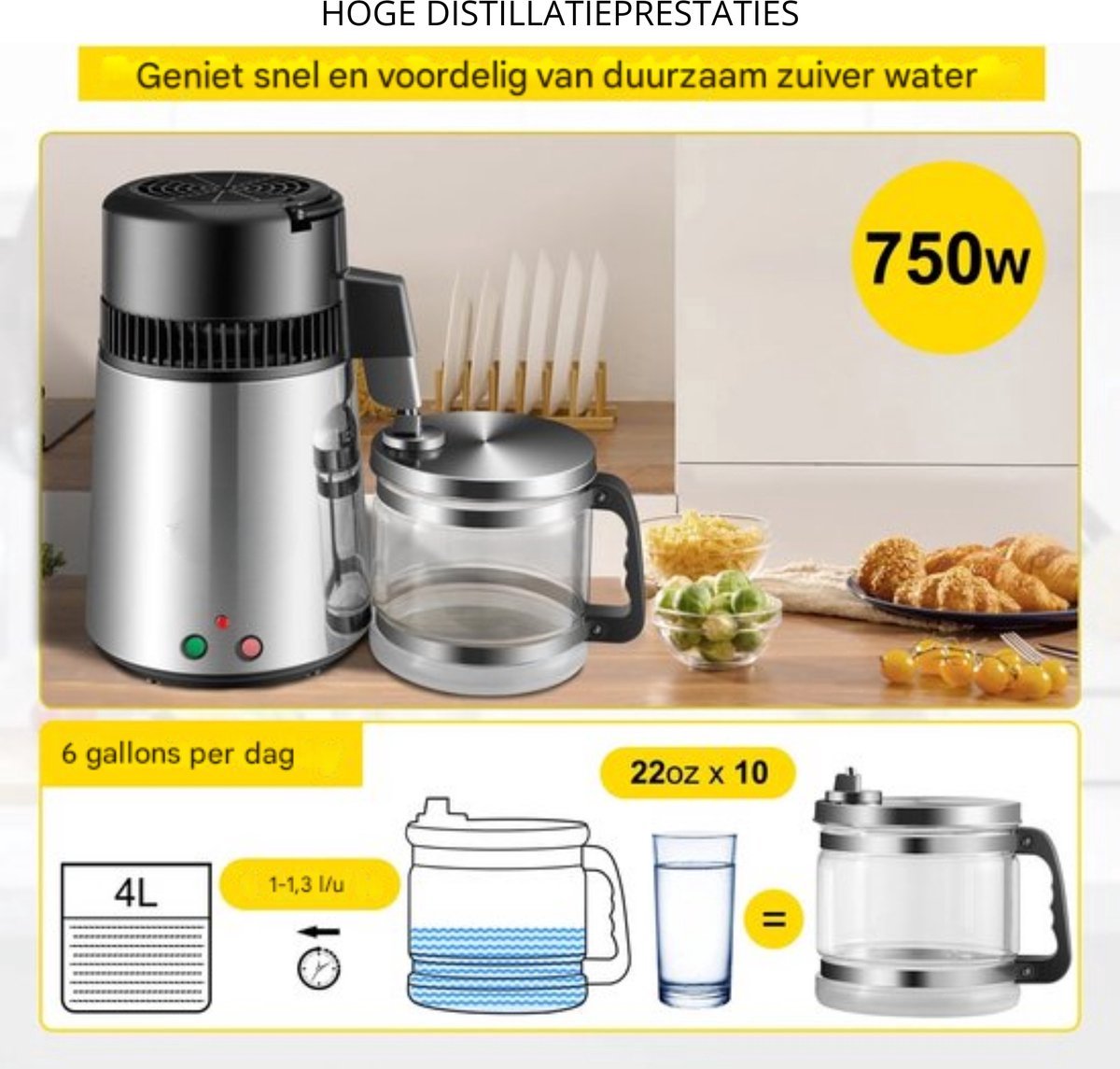 Happyment Destilleerapparaat - Waterontharder - Destilleer Ketel - Destilleren - Distiller - Water - Vergister