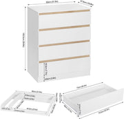 1 Set Wit Veranderende Tafel - Voor Kinderkamer - Aankleedkussen en Dresser met 4 Laden - 80x75x109,2 cm Baby Opslag Unit