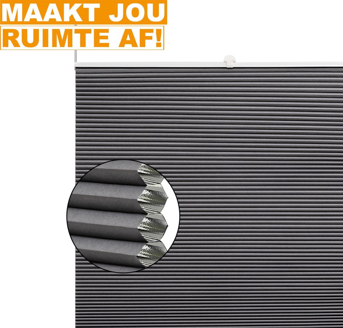 Honinggraat Gordijn - Grijs - Lichtdoorlatend - 110x120cm - Zonder boren