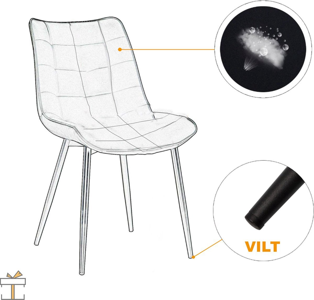 Eetkamerstoelen - Donkergrijs - Linnen - Met armleuning - Set van 2