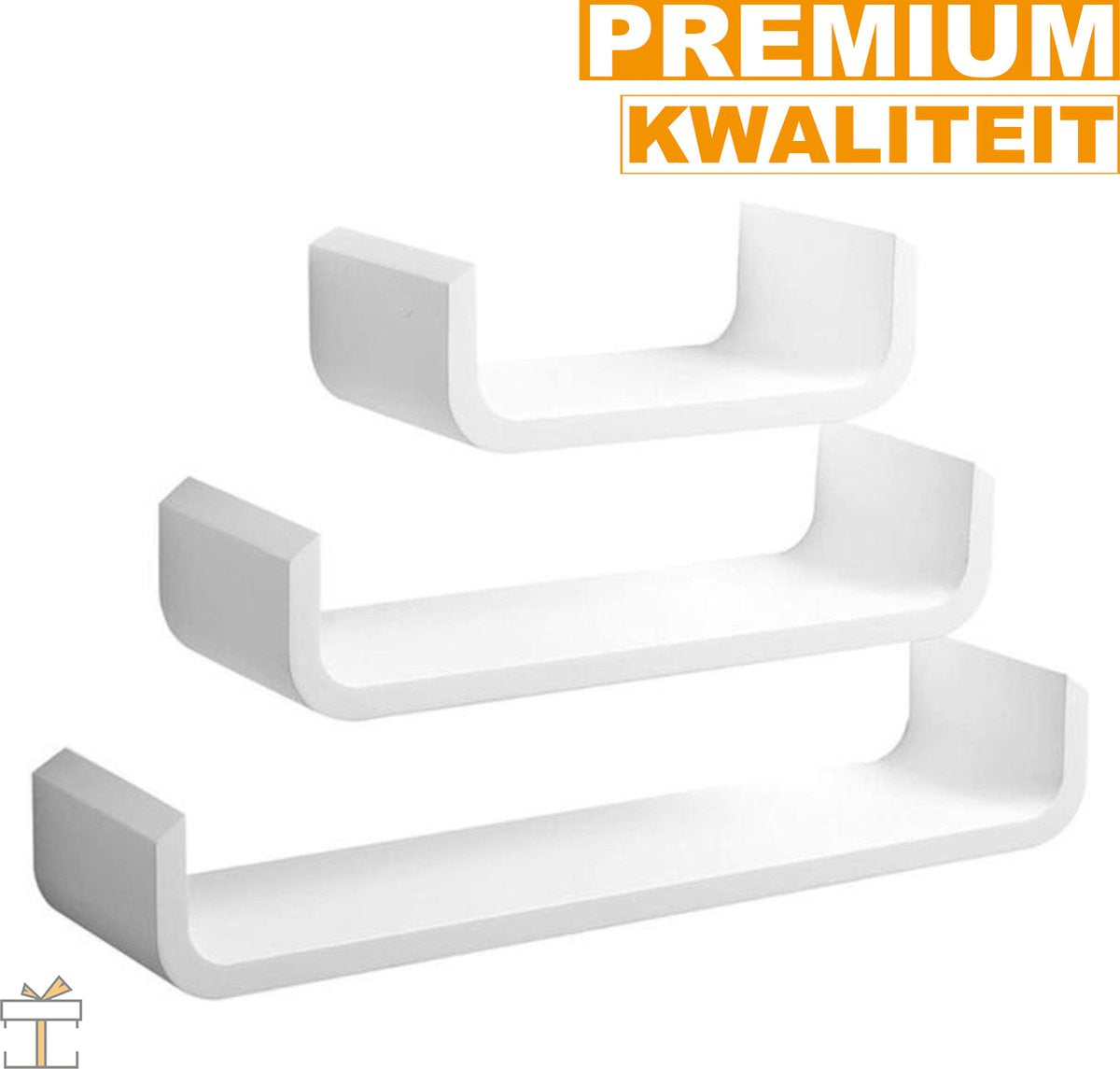 Wandplank zwevend deluxe - Wandplanken tegen muur - Boekenplank - 3 stuks - Wit - Hout