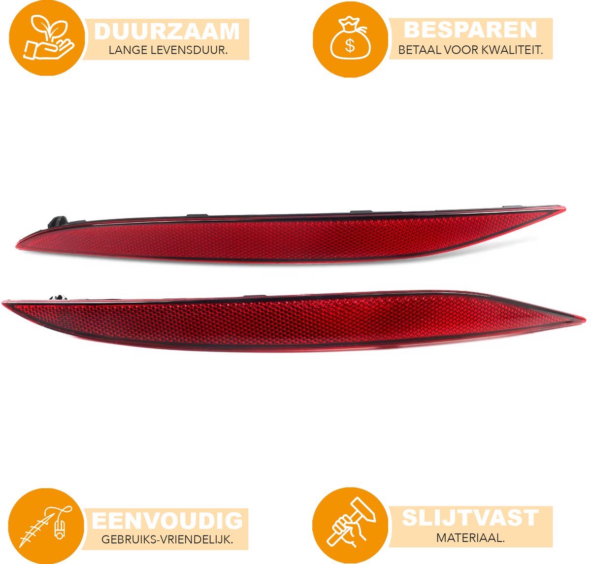 Reflectorset Straton - Achterbumper Balken - Rood - Voor Tesla Model X (2016-2023) - 1034342/1034343 - Auto Accessoires