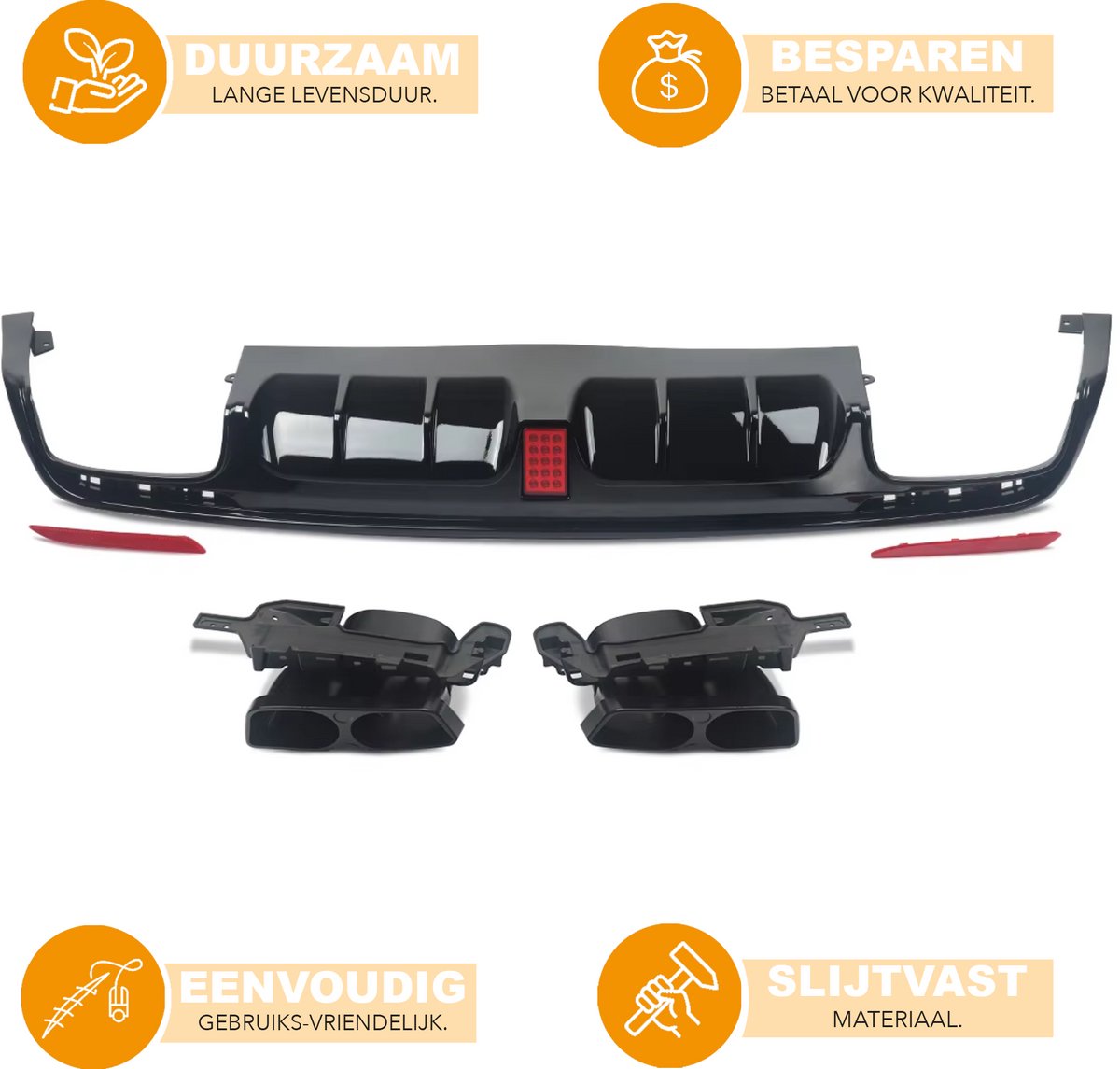 Achterbumper - Voor Mercedes S-Klasse W222 2013-2017 - Auto accessoires - Diffuser - Gloss Zwart - AMG lijn