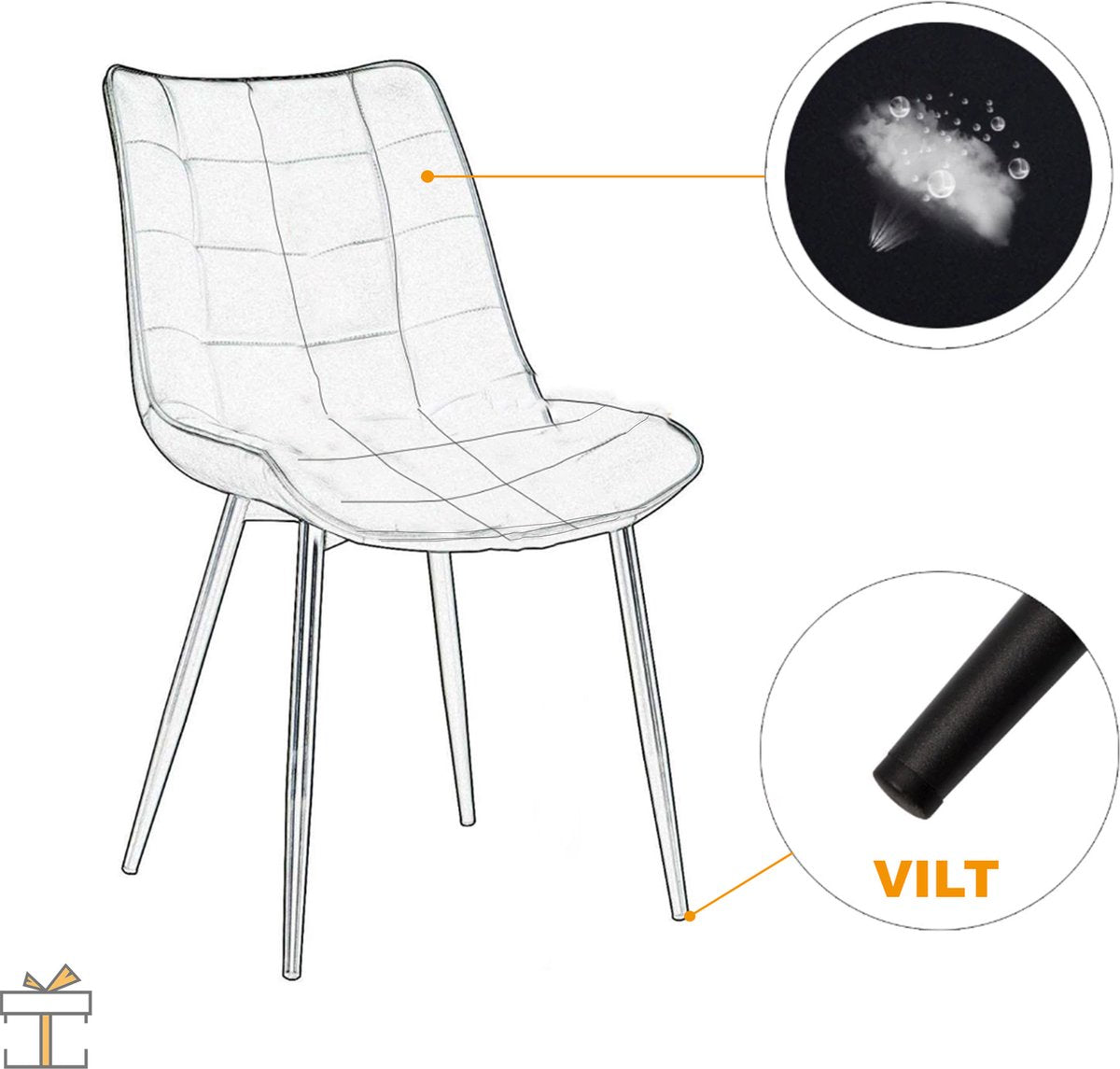 Happyment Luxe Eetkamerstoelen - Bruin - Woonkamerstoelen - Fauteuils met armleuning - Keukenstoelen - Kuipstoel - PU leer - Set van 2