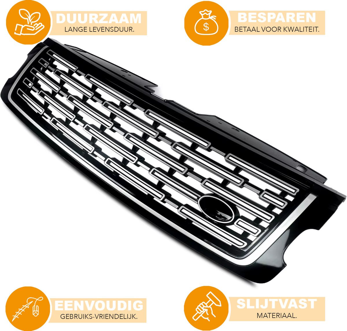 Voorbumper - Voor Land Rover Range Rover 2018-2022 - Auto accessoires - Niergrille - Race grille - Gloss Zwart