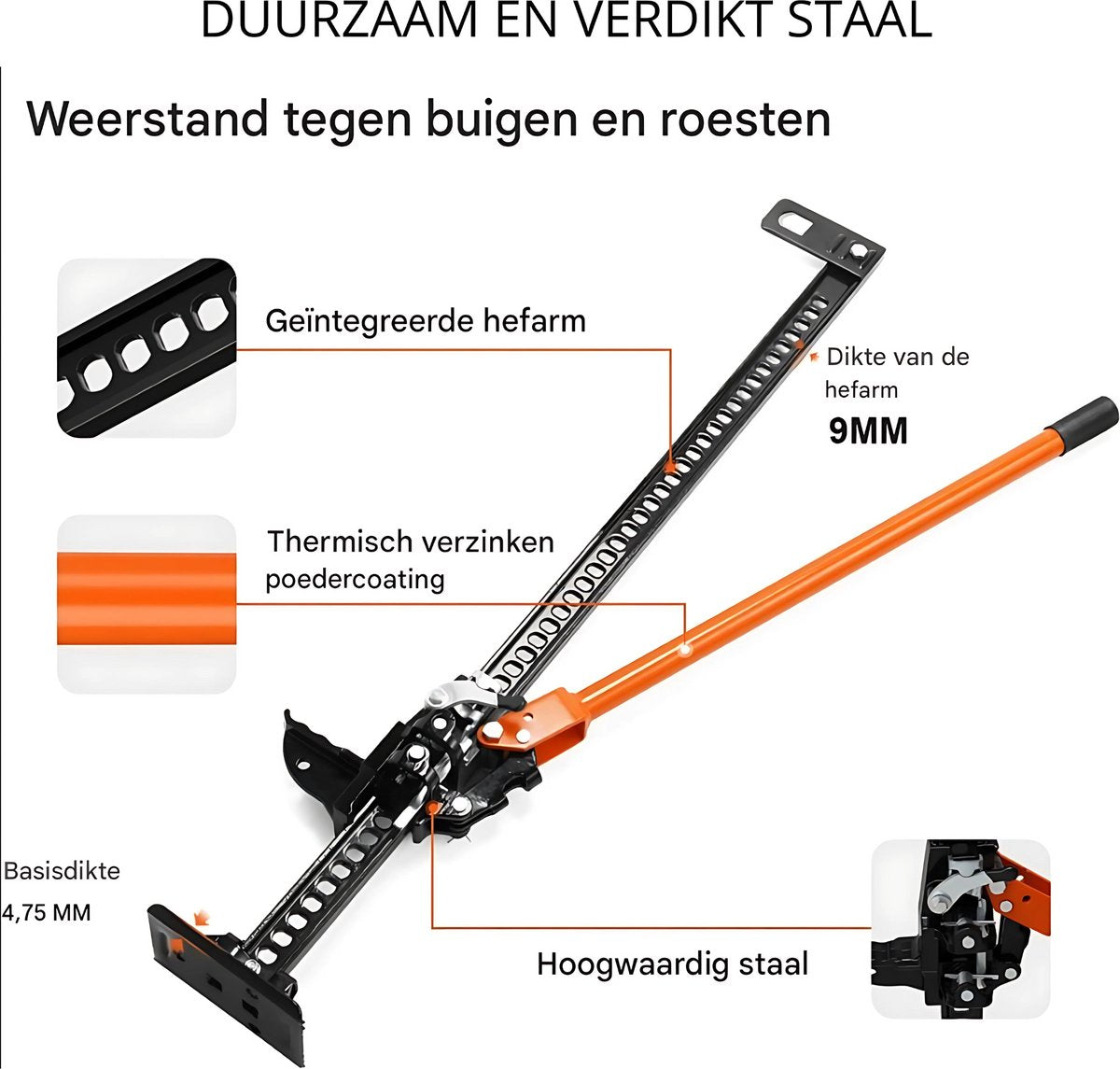 Off road autokrik - Boerenkrik - Handkrik - Dommekracht - 105-1035mm - Viking arm jack
