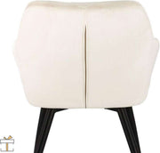 Happyment Luxe Eetkamerstoelen - Velvet Creme - Fauteuils met armleuning - Woonkamerstoelen - Keukenstoelen - Kuipstoel - Set van 1