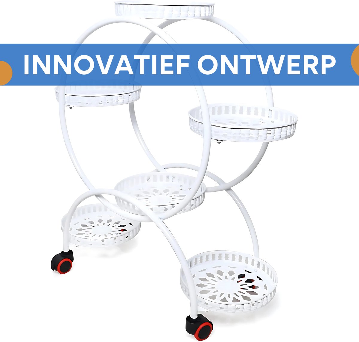 4-Laags Plantenstandaard - Plantenrek - Bloemenstandaard - Plantentafel - Voor Binnen, Buiten, Tuin en Balkon - 6 Potten