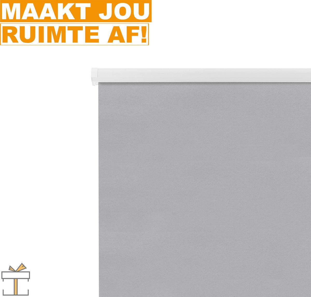 Happyment Rolgordijn met crank - Grijs - 140x240cm - Rolgordijnen verduisterend - Luxaflex - Waterafstotend - Isolerend - Zonder of met boren - Voor balkon