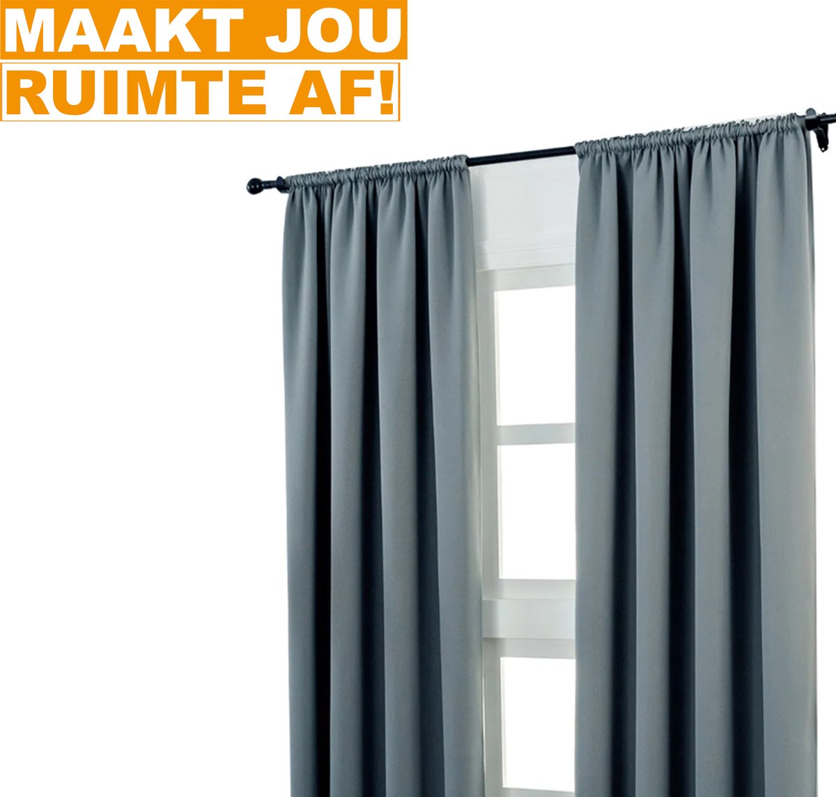 Happyment Gordijnen set Diva 2 stuks - Donkergrijs 135x175cm - Luxaflex - Verduisterend - met Plooiband - Fluweel Isolerend