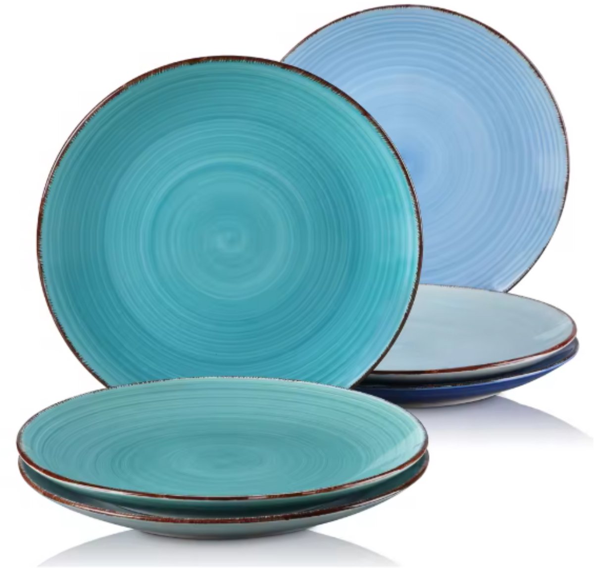 Lorentino Serviesset - 6 delig - 8 persoons - Blauw - Dinerborden - Bordenset - Diepe borden - Ontbijtborden - Servies - Keukenservies