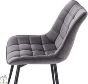 Happyment Luxe Eetkamerstoelen - Velvet Grijs - Woonkamerstoelen - Keukenstoelen - Kuipstoel - Set van 2, 4 of 6
