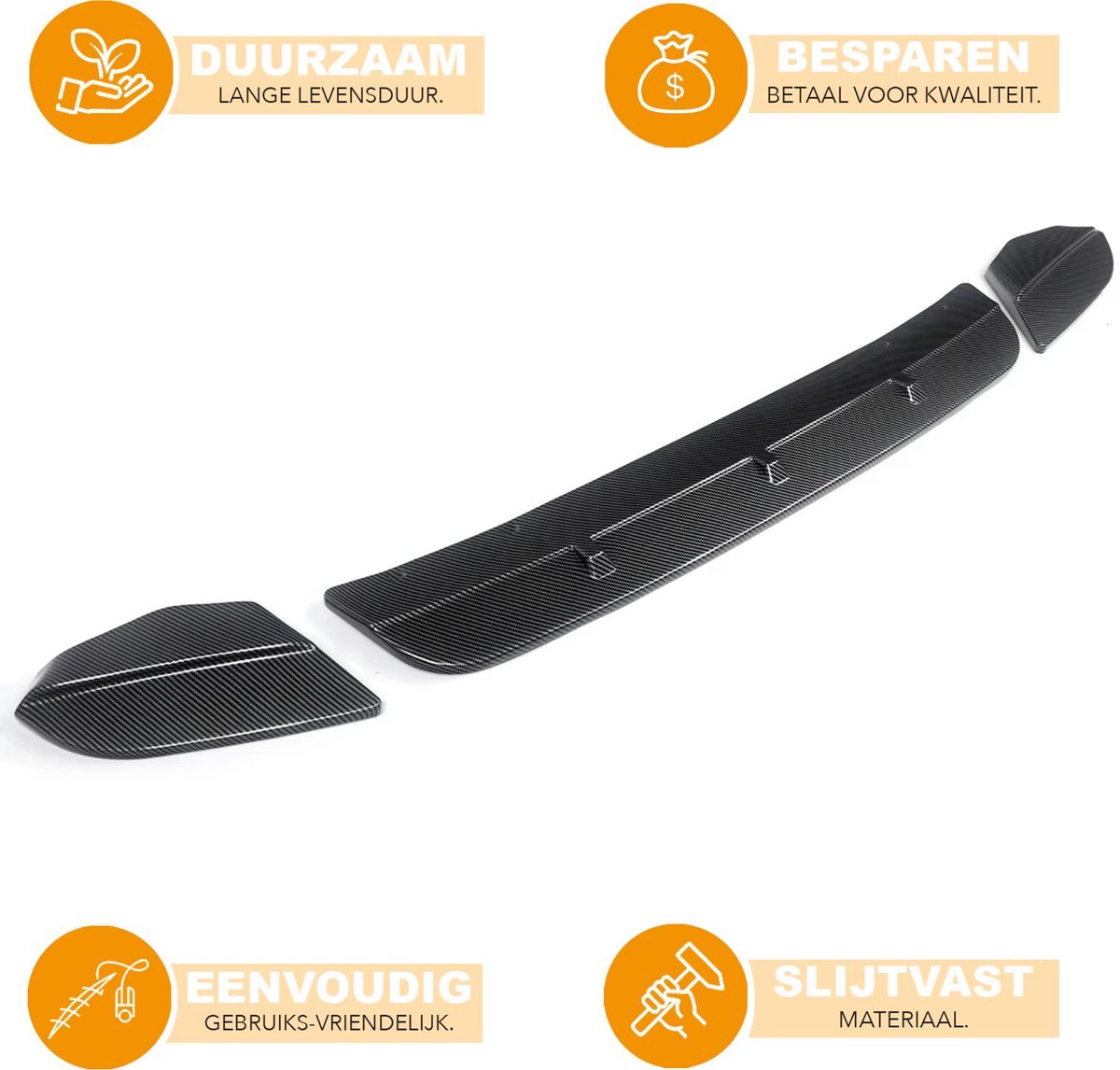 Voorbumper Lip Kinetron - Voorbumper Spoiler Lip - Voor BMW X3M F97/X4M F98 (2019-2022) - Gloss Zwart/Koolstofvezel Look - Auto accessoires