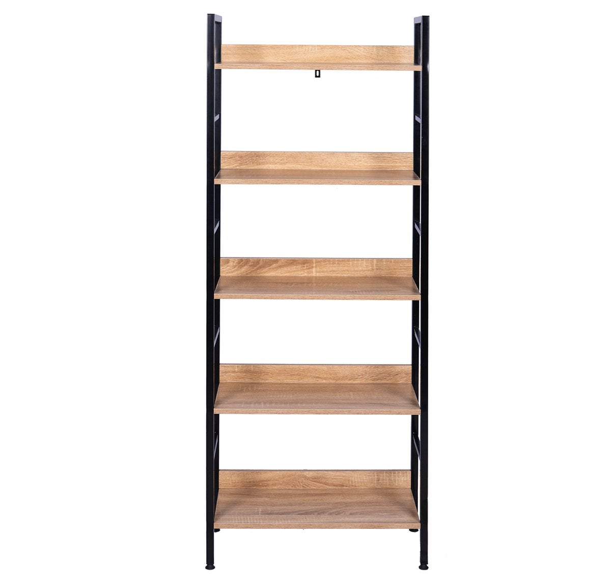 Boekenkast met 5 planken OPEN - voor kantoor - woonkamer - slaapkamer - 60 x 27.5 x 126 - industrieel ontwerp - vintage Zwart/Oak