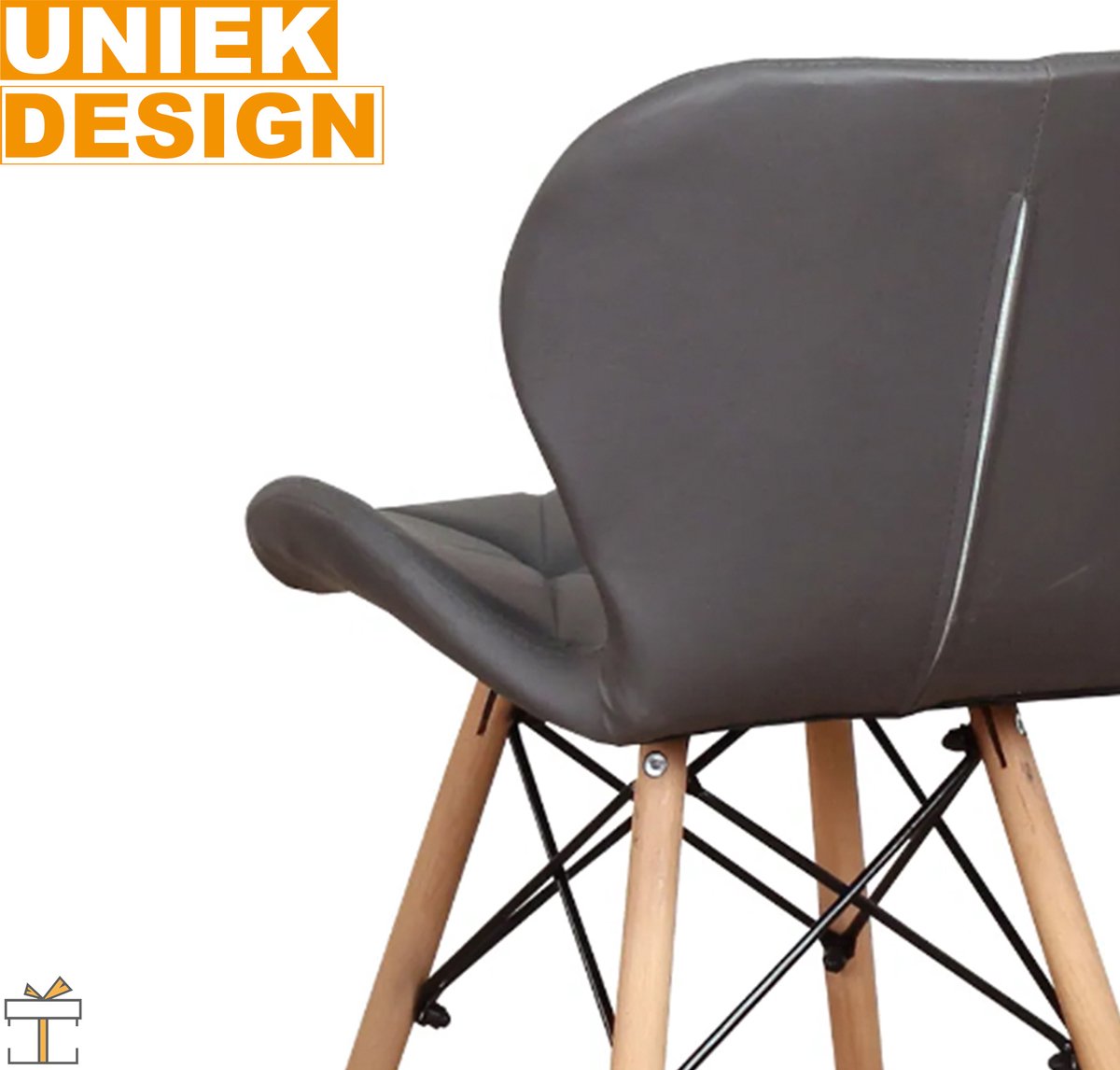 Happyment Moderne Eetkamerstoelen Grijs - Set van 8 - Woonkamerstoelen - Zithoogte 38cm - Keukenstoelen - Kuipstoel