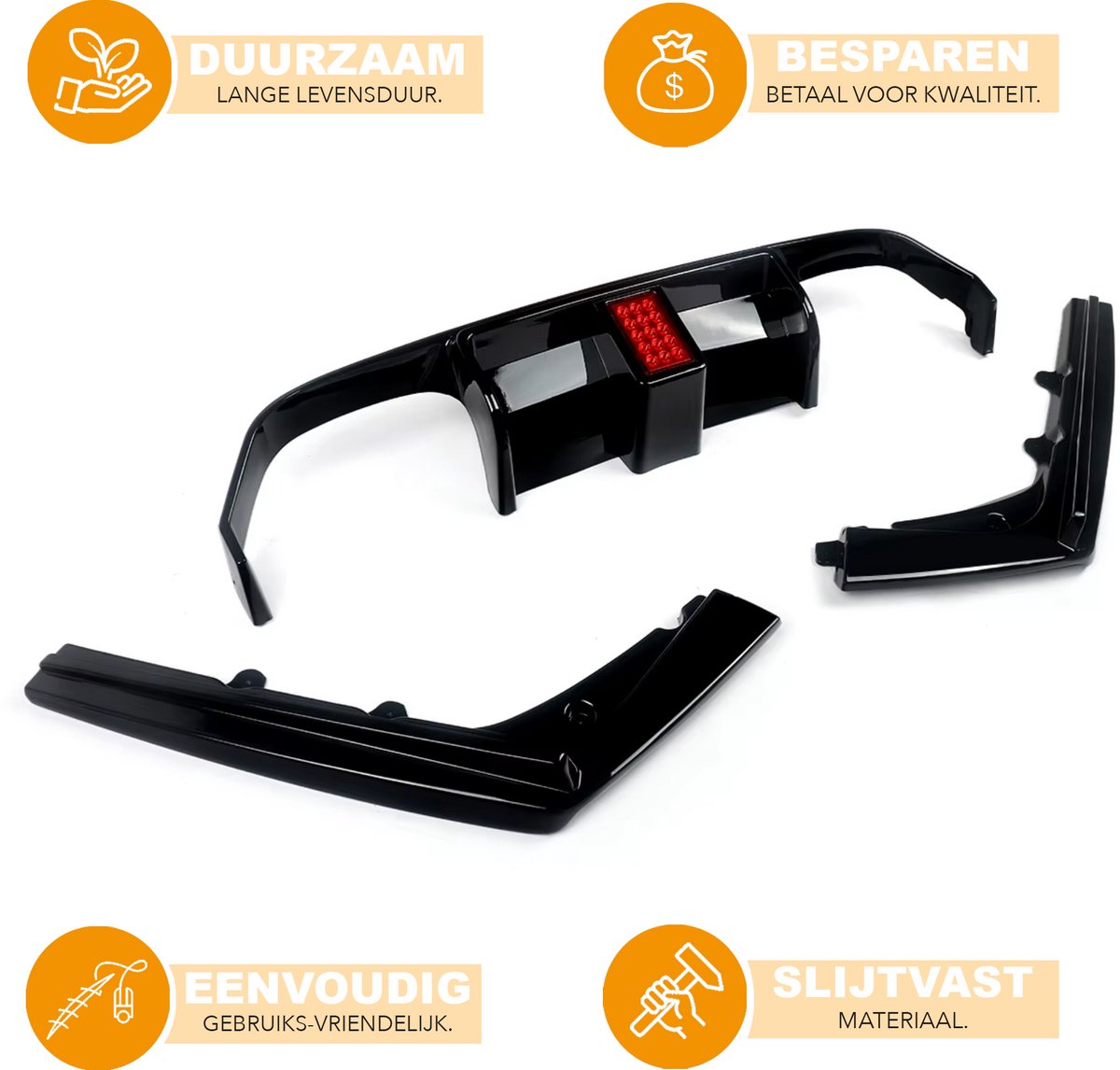 F1 Stijl Achterdiffuser met LED - Zwart - Voor BMW M3/M4 F80/F82/F83 - Performance Look