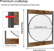 Wandspiegel Aurelio - Grote Rechthoekige Spiegel - Houten & Metalen Frame - Industrieel Design - Voor Badkamer, Woonkamer & Entree