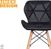 Happyment Moderne Eetkamerstoelen - Set van 8 - Zwart - Woonkamerstoelen - Keukenstoelen - Kuipstoel - Zithoogte 38cm
