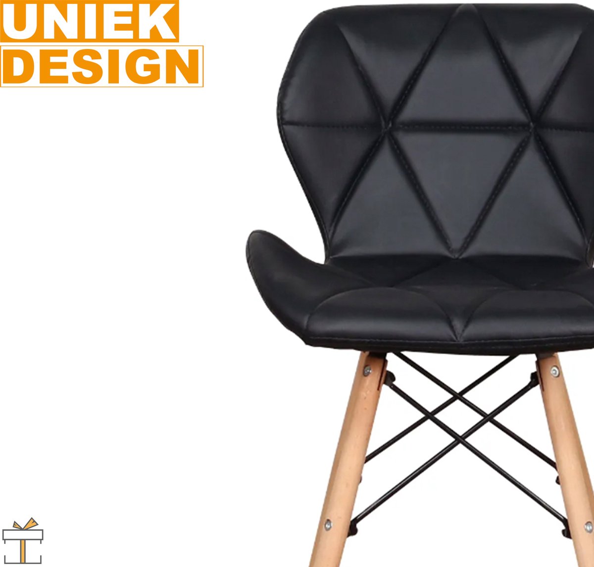 Happyment Moderne Eetkamerstoelen - Set van 8 - Zwart - Woonkamerstoelen - Keukenstoelen - Kuipstoel - Zithoogte 38cm