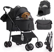 Hondenbuggy Fioren inklapbaar - All terrain - 30kg capaciteit - Ook voor katten - Comfort voor dieren - Grijs
