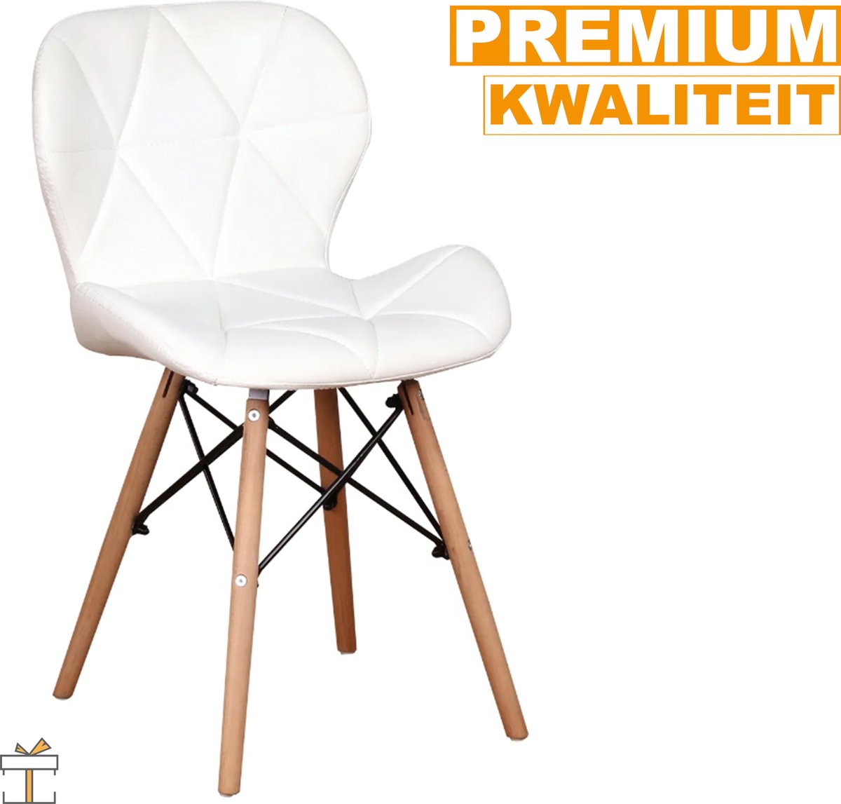Happyment Moderne Eetkamerstoelen Wit - Set van 8 - Woonkamerstoelen - Zithoogte 38cm - Keukenstoelen - Kuipstoel