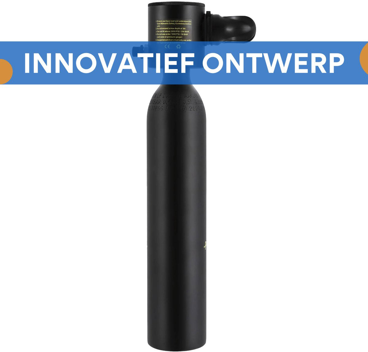 Mini Duiktank - Duikfles - Scuba tank - Watersport - 0,5 Liter - Voor Snorkelen & Onderwateroefeningen - Duikfles met 5-10 Minuten Ademcapaciteit - Compacte Duikcilinderuitrusting