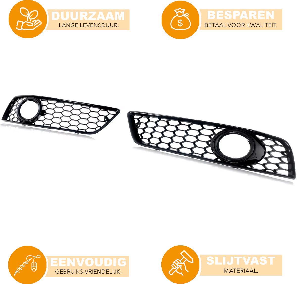 Grille - Voor Audi A3 8P 2009-2012 - Auto accessoires - Mistlichtgrille - Honingraat grille - Zwart