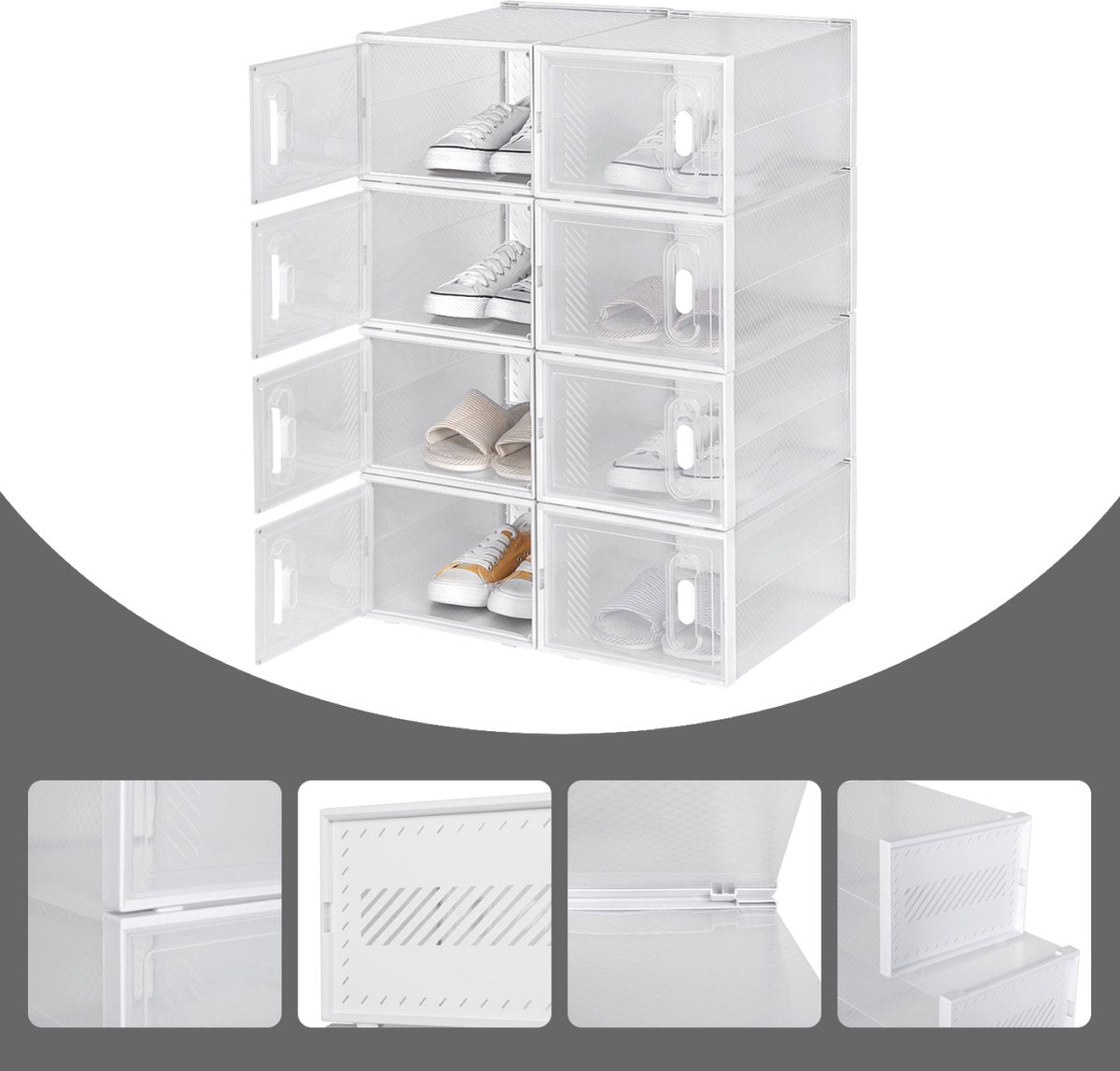 Happyment Schoenenbox Joda - Transparant - 18 stuks - Sneakerbox - Schoenendoos - Opbergsysteem - Opbergbox